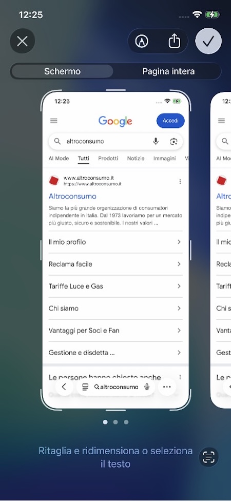 Come fare screenshot menù modifiche